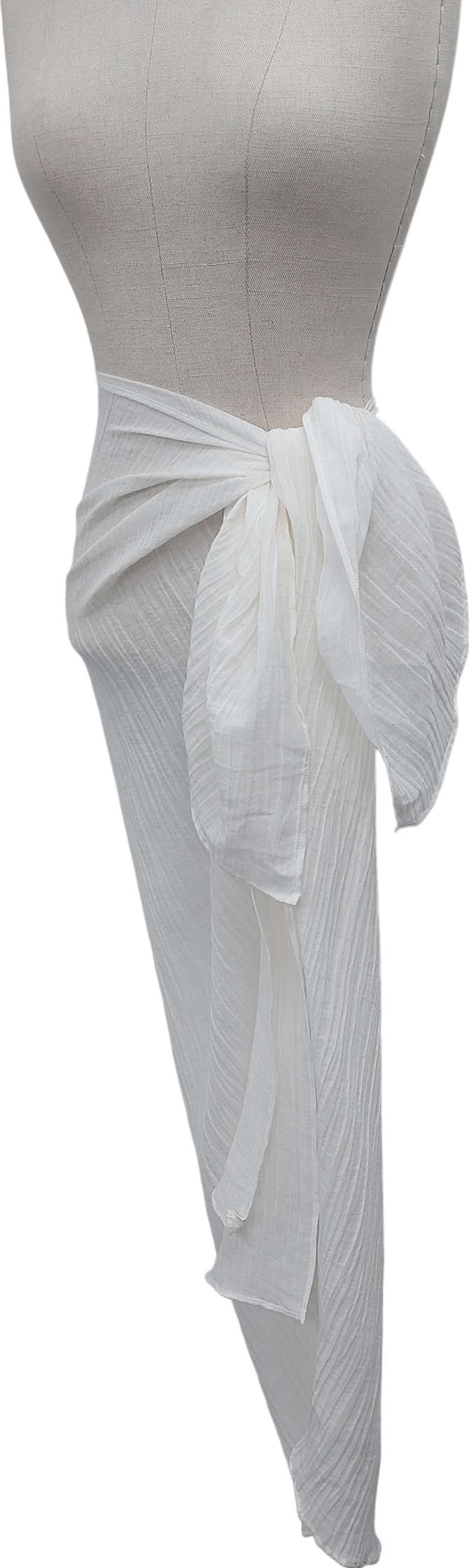 The Summer Edit White Sophia Crinkle Linen Sarong One Size