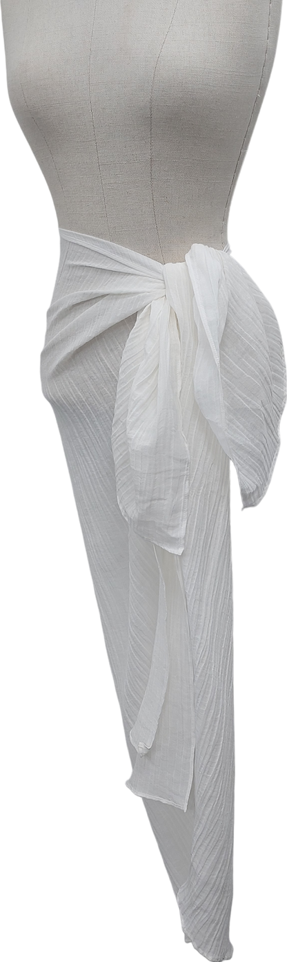 The Summer Edit White Sophia Crinkle Linen Sarong One Size