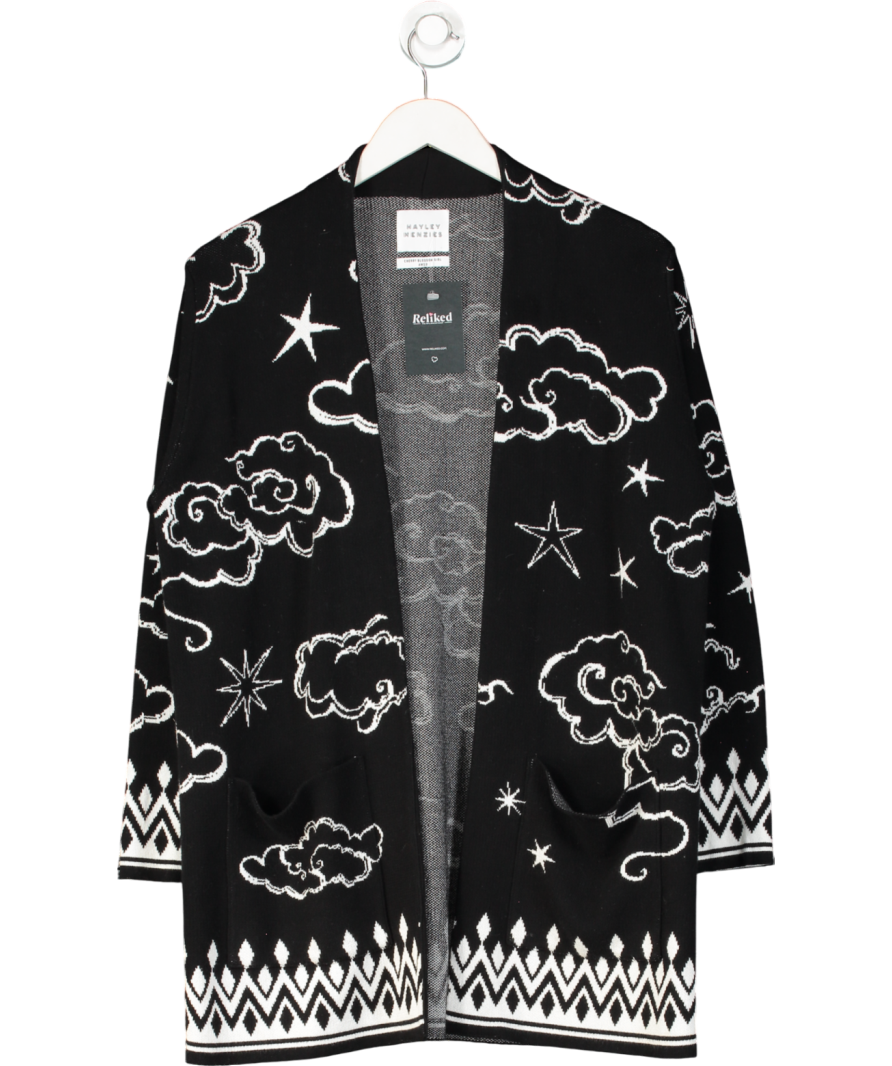Hayley Menzies Black White Belted Iconic Cotton Cardigan UK S