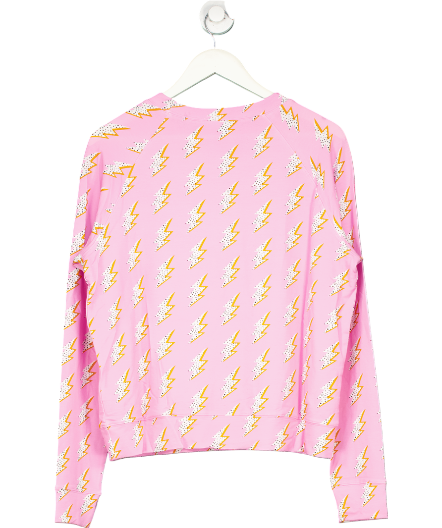 Stripe & Stare Pink Lightning Print Lounge Top UK M