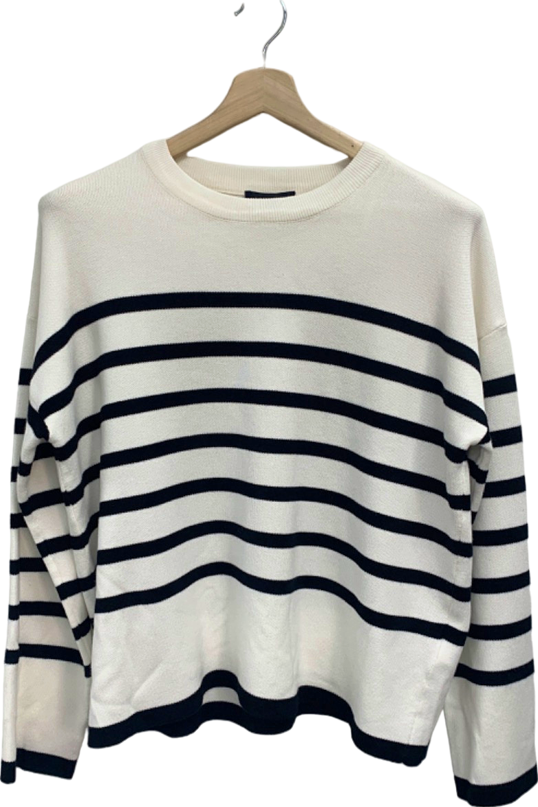 New Look White/Black Stripe Knit Jumper UK L