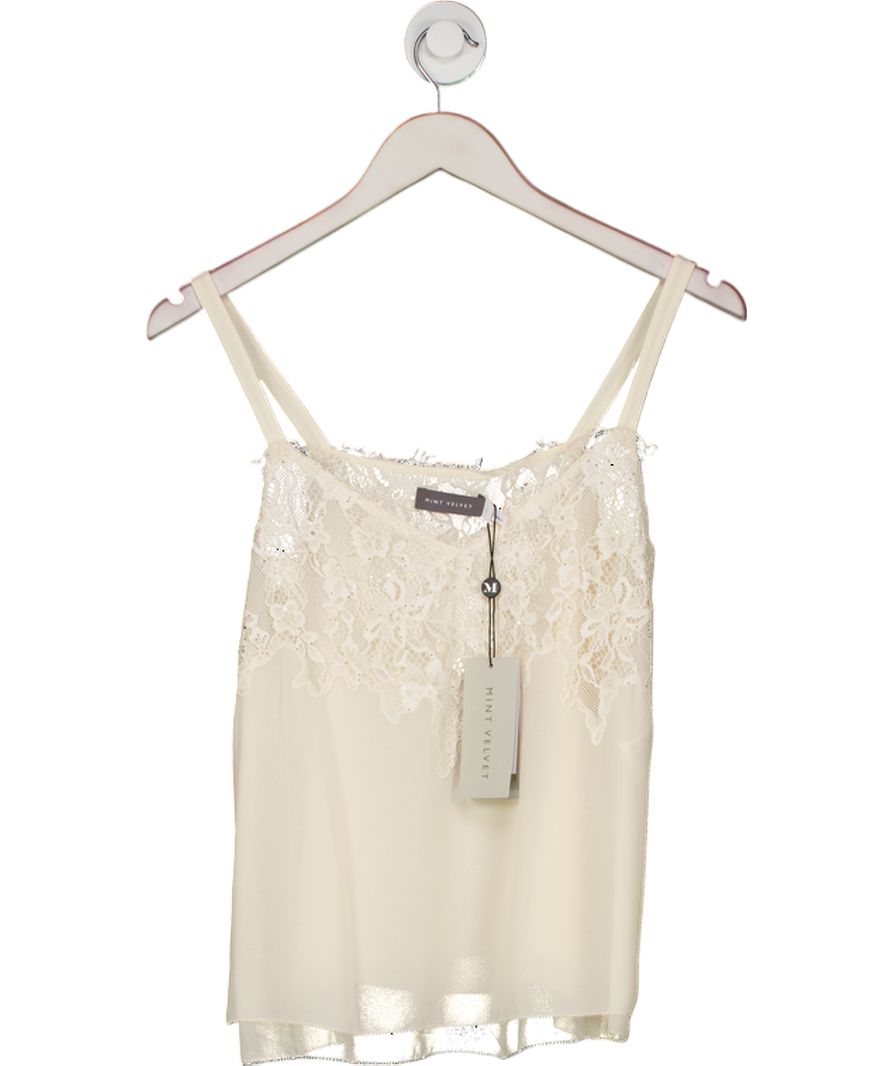 Mint Velvet Cream Lace Trim Camisole Top UK S