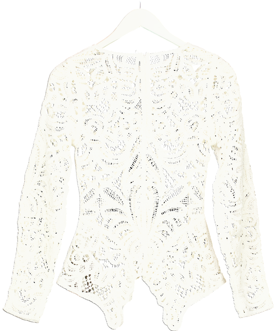 & Other Stories Cream Crochet Lace Peplum Top UK XS/S