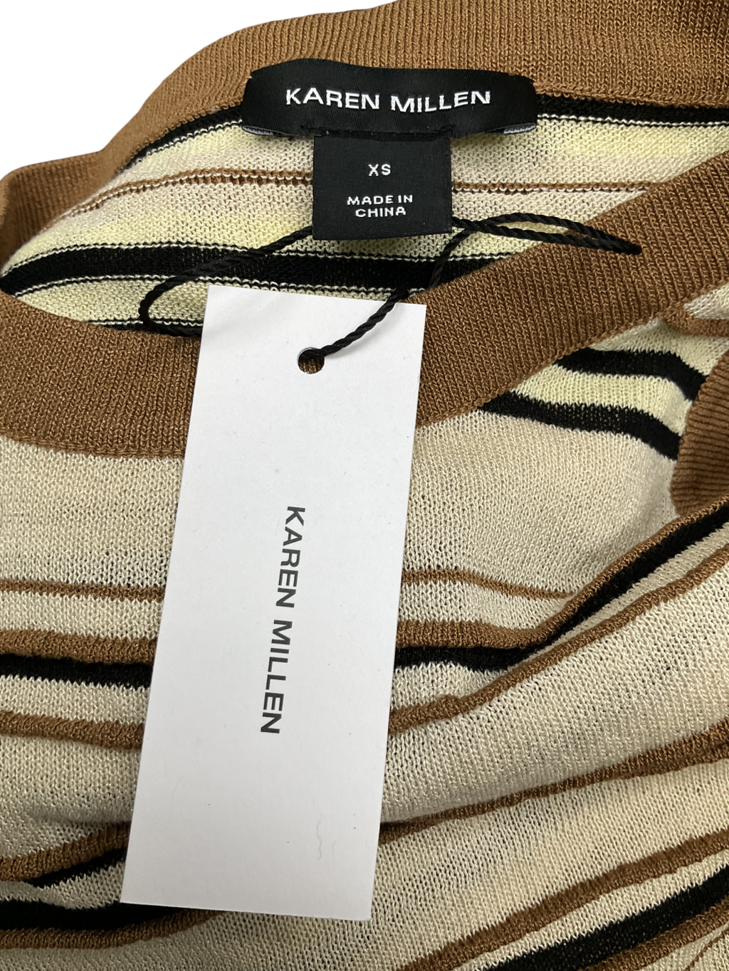 Karen Millen Brown Lightweight Striped Tank UK XS