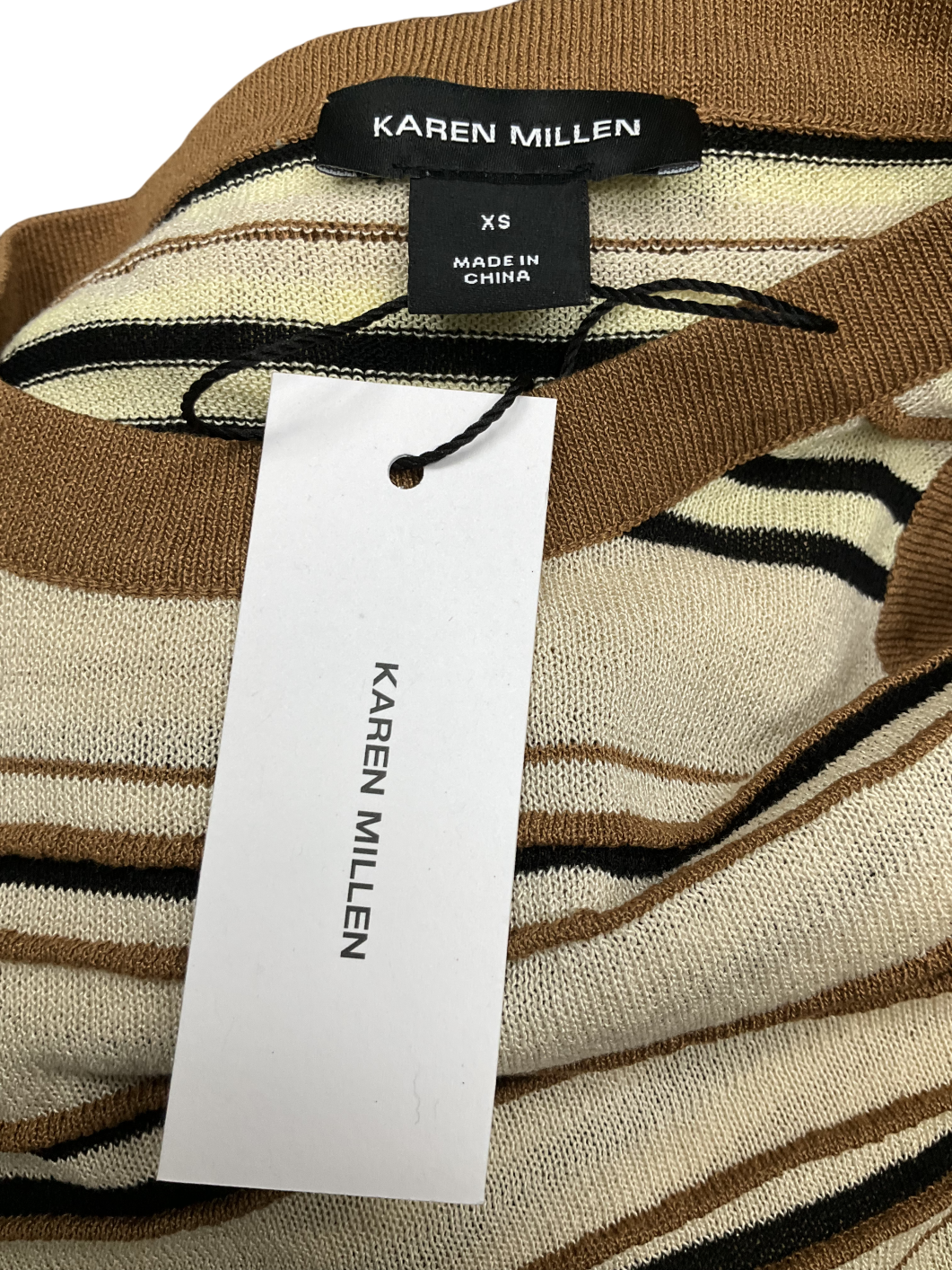 Karen Millen Brown Lightweight Striped Tank UK XS