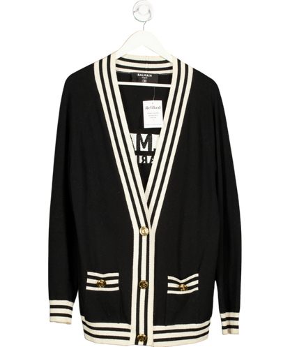 Balmain Black Wool And Cashmere Cardigan UK XS