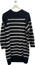 Whistles Black Crew Neck Striped Jumper Dress UK S
