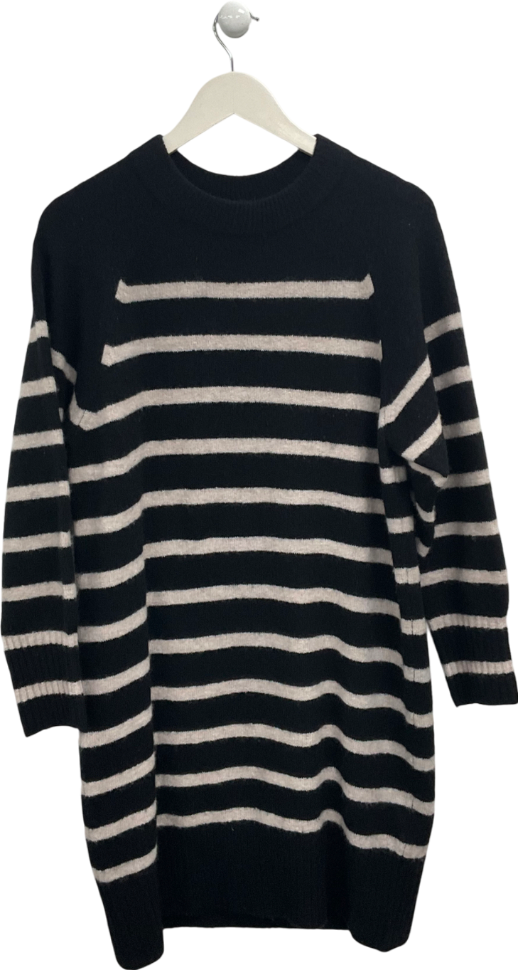 Whistles Black Crew Neck Striped Jumper Dress UK S