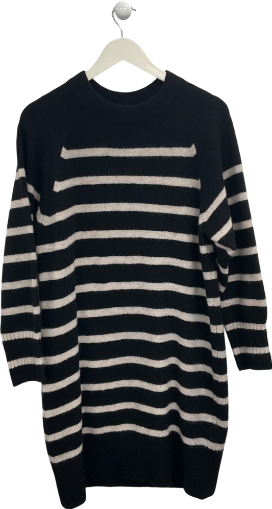 Whistles Black Crew Neck Striped Jumper Dress UK S