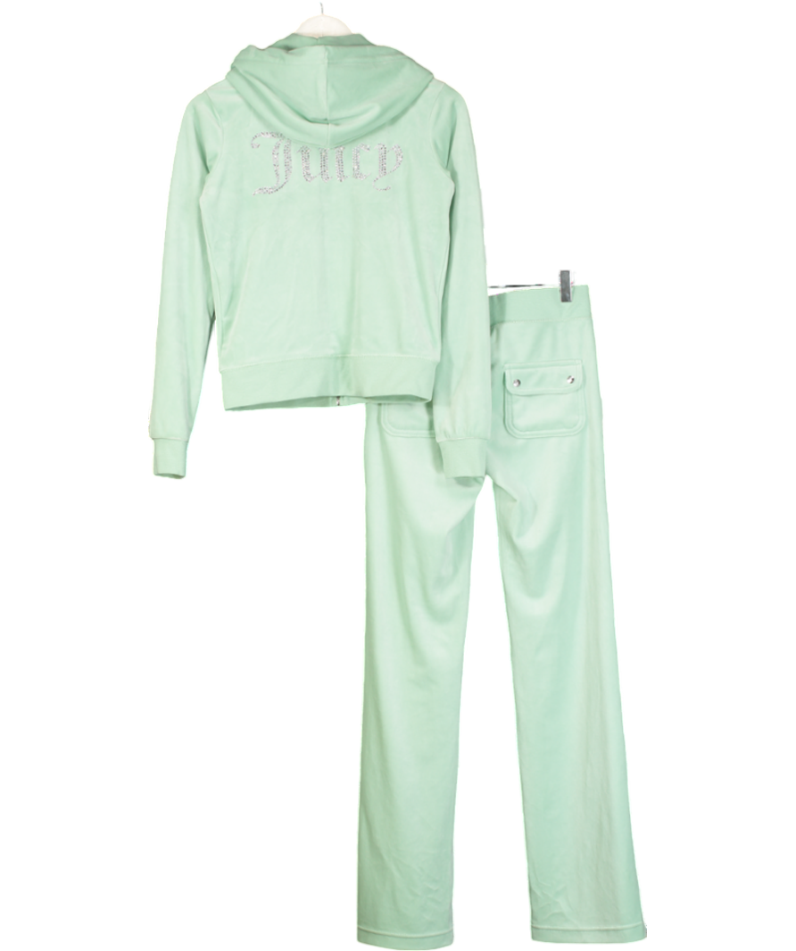 Juicy Couture Green Diamanté Tracksuit Top & Bottoms UK S
