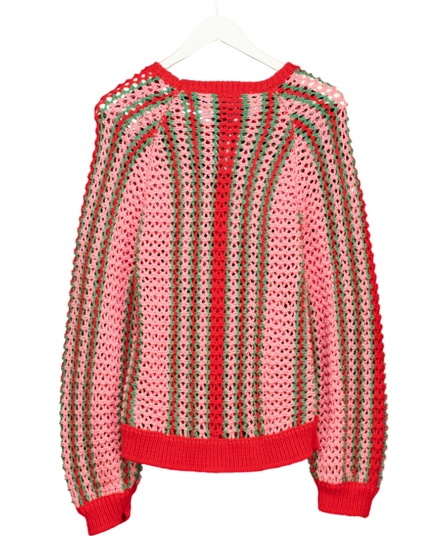 Free People Red Crochet Pullover Sweater Top UK M