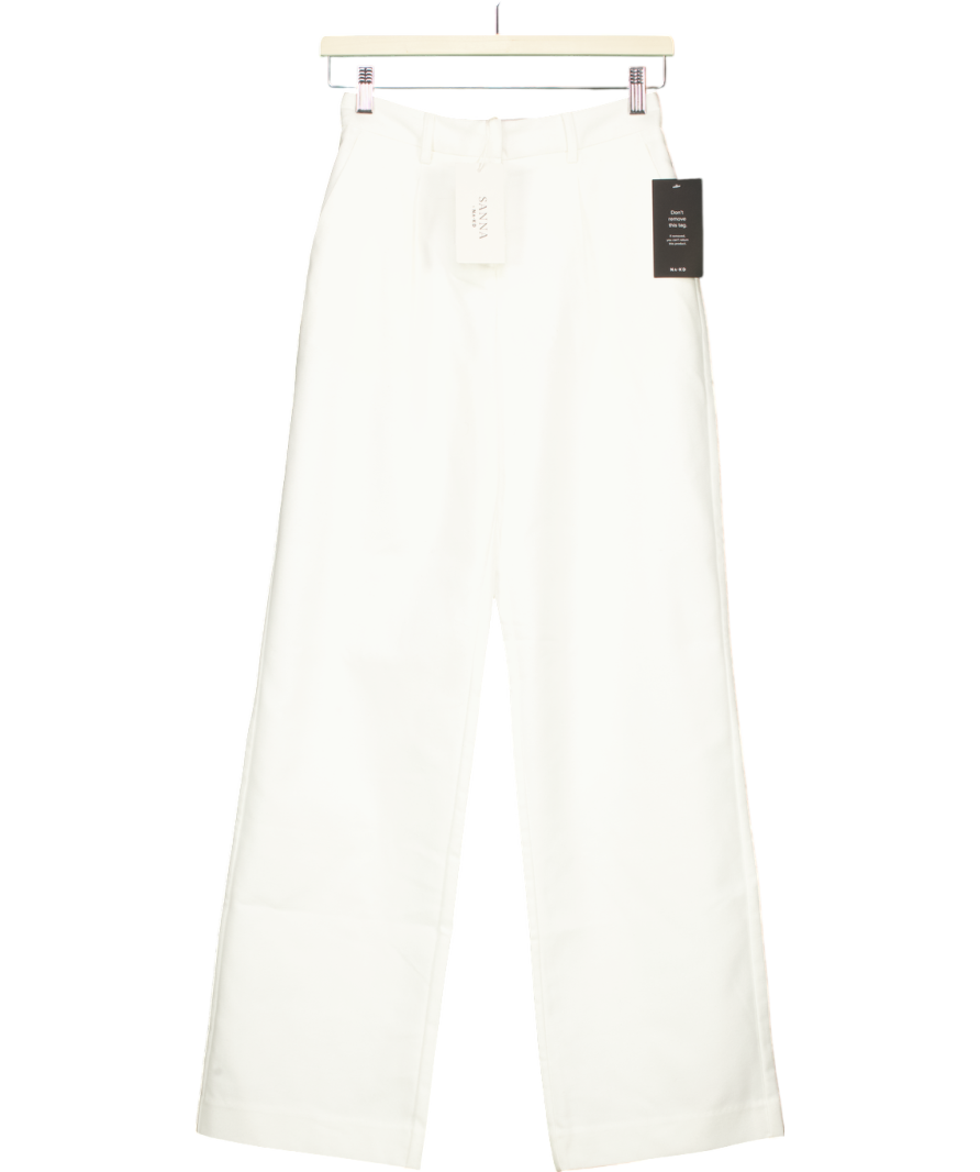 NA-KD White Mid Waist Suit Trousers UK 6