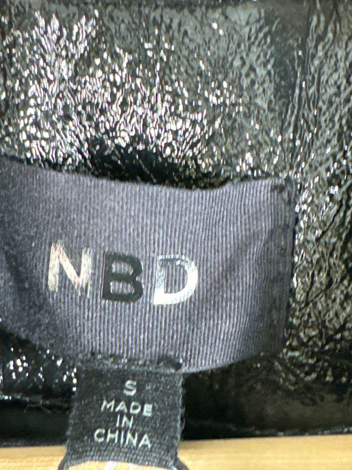 NBD Black Metallic Leather Jacket UK S