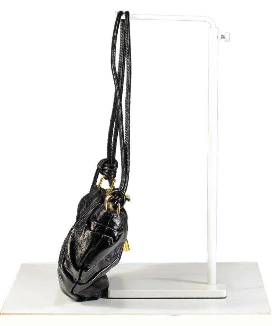 Peco Black Leather Croissant Bag