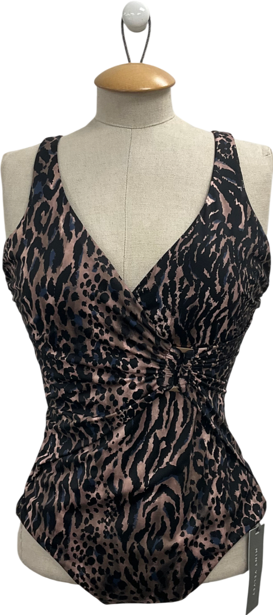 Mint Velvet Brown Fay Leopard Print Swimsuit UK 12