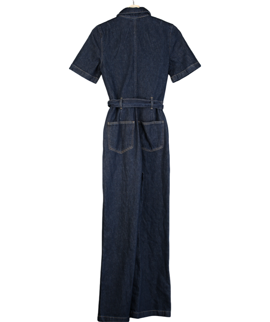 MANGO Blue Rinse-wash Denim Jumpsuit UK XS