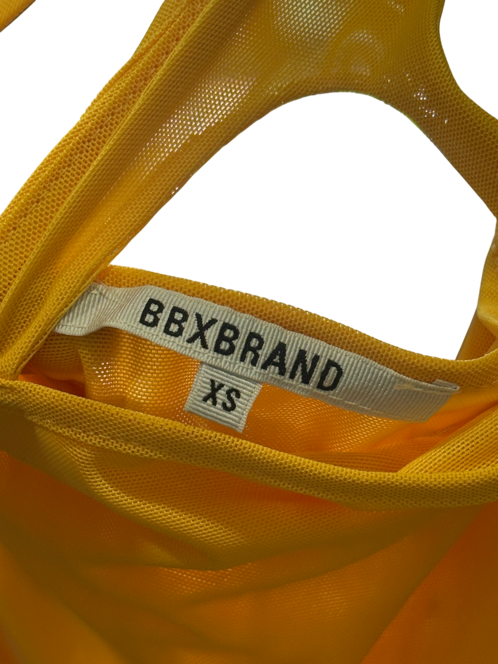 BBXBRAND Yellow Cut-out Mesh Maxi Dress UK XS