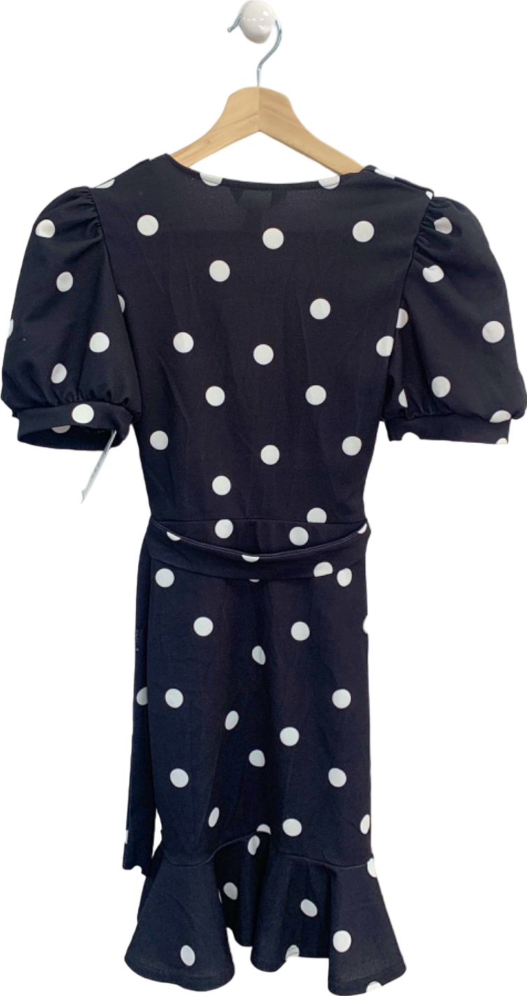 New Look Black and White Polka Dot Puff Sleeve Dress UK 8