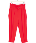 Topshop Red Tapered Leg Belted Trousers UK 14