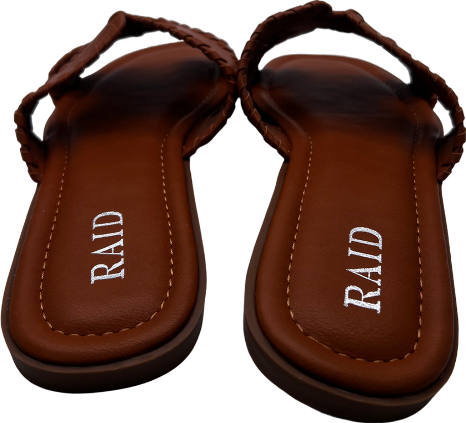 Raid Nude Wide Fit Ginerva Flat Sandals In Tan UK 5 EU 38 👠