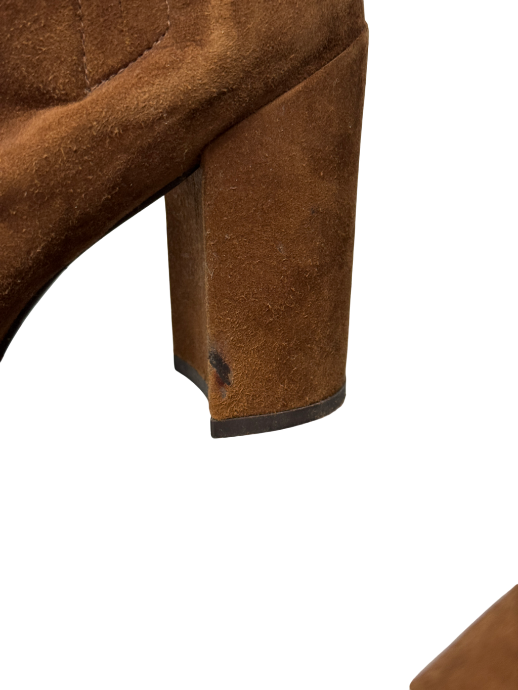 Stuart Weitzman Straighten” Brown Suede 4.5” Block Heeled Boots Us9.5 UK 7 EU 40 👠