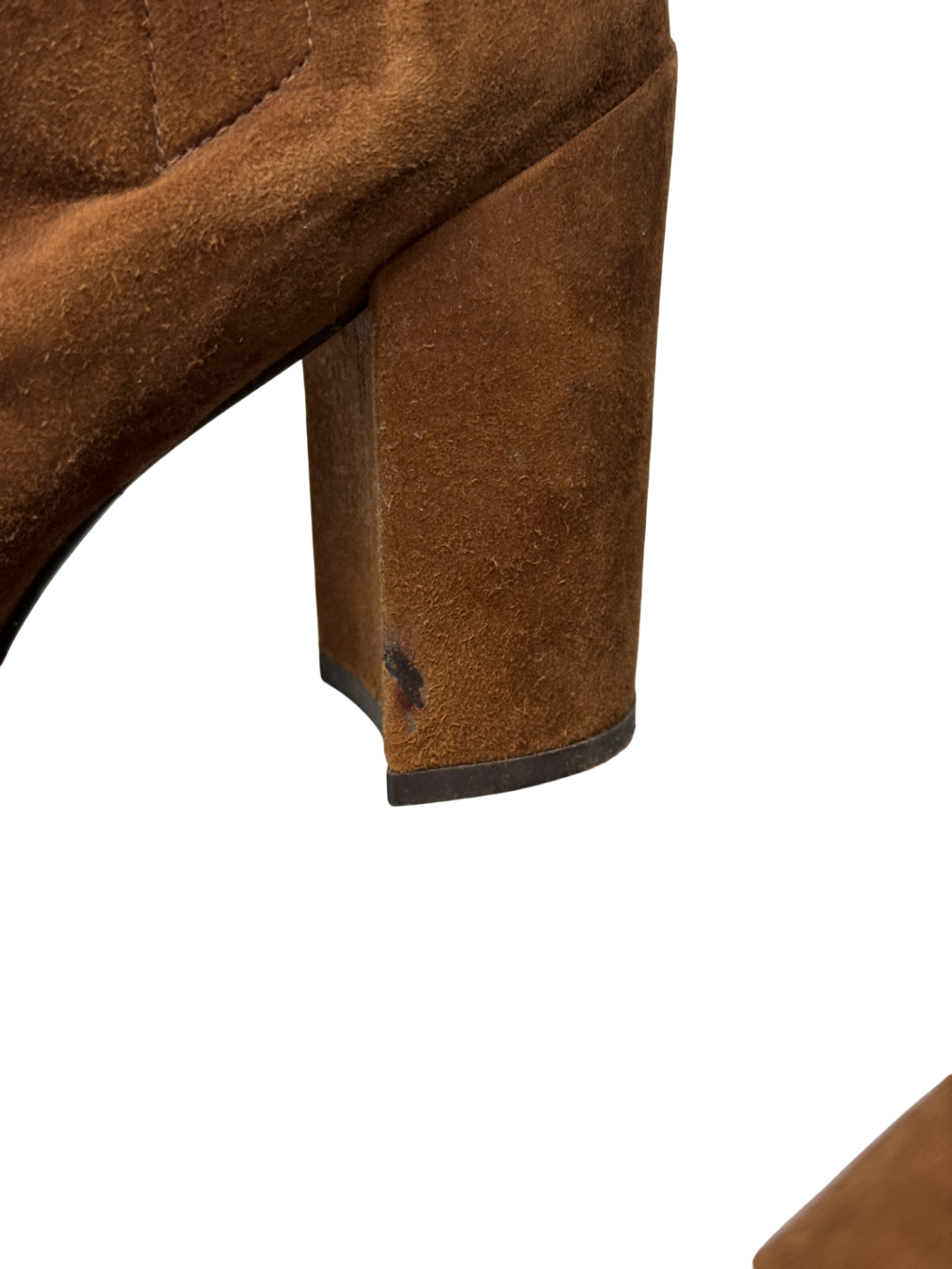 Stuart Weitzman Straighten” Brown Suede 4.5” Block Heeled Boots Us9.5 UK 7 EU 40 👠