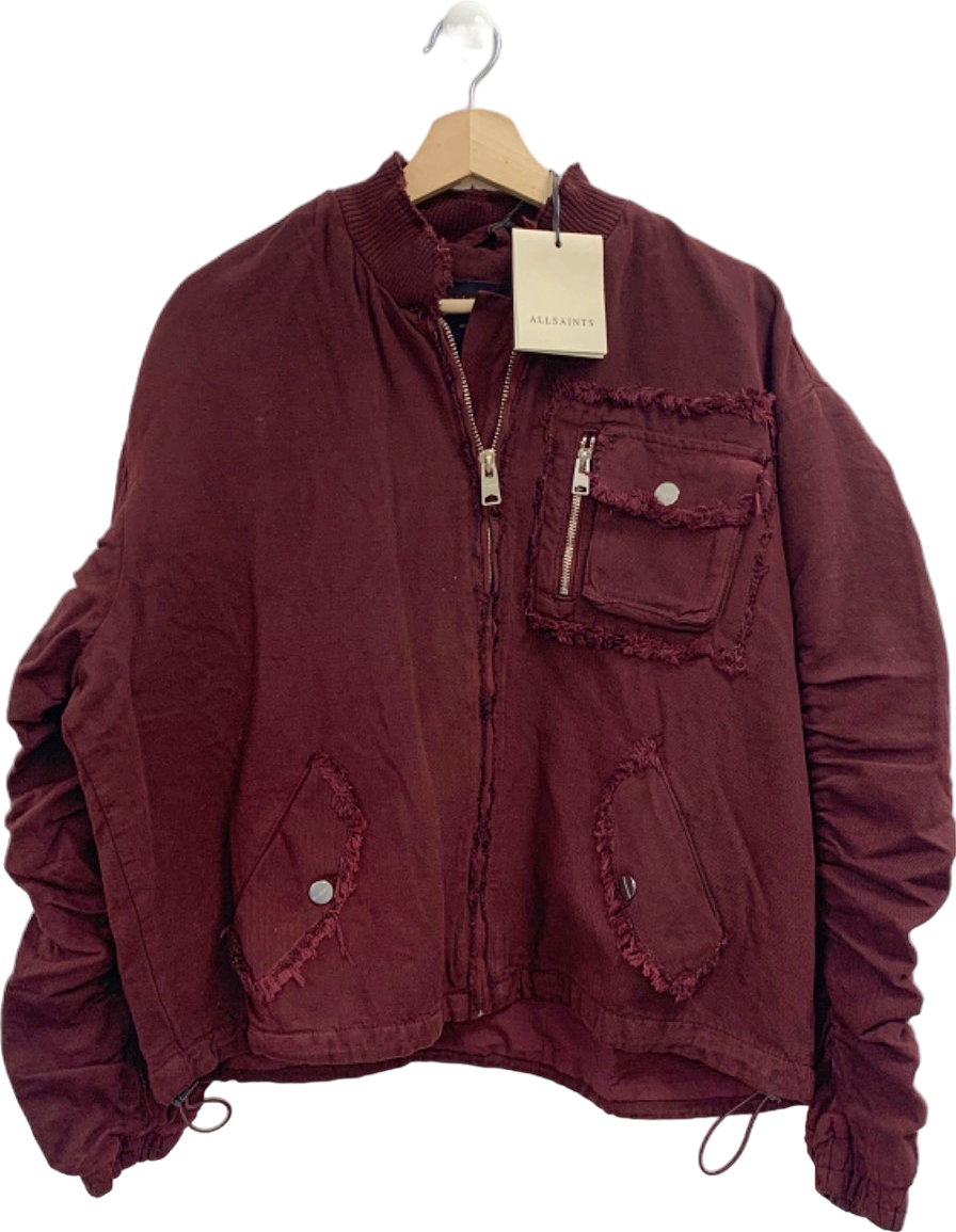 All Saints Dark Wine Rue Bomber Jacket UK 6