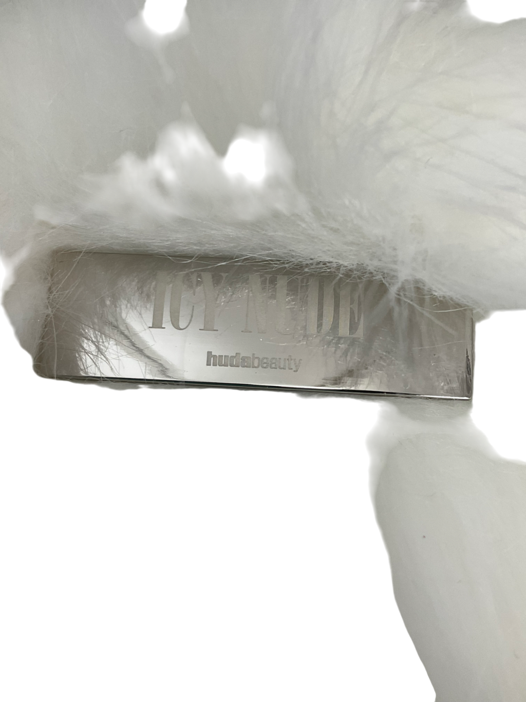 Huda Beauty White Faux Fur Bag And Hat Set