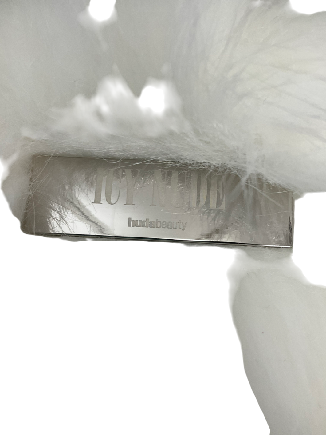 Huda Beauty White Faux Fur Bag And Hat Set