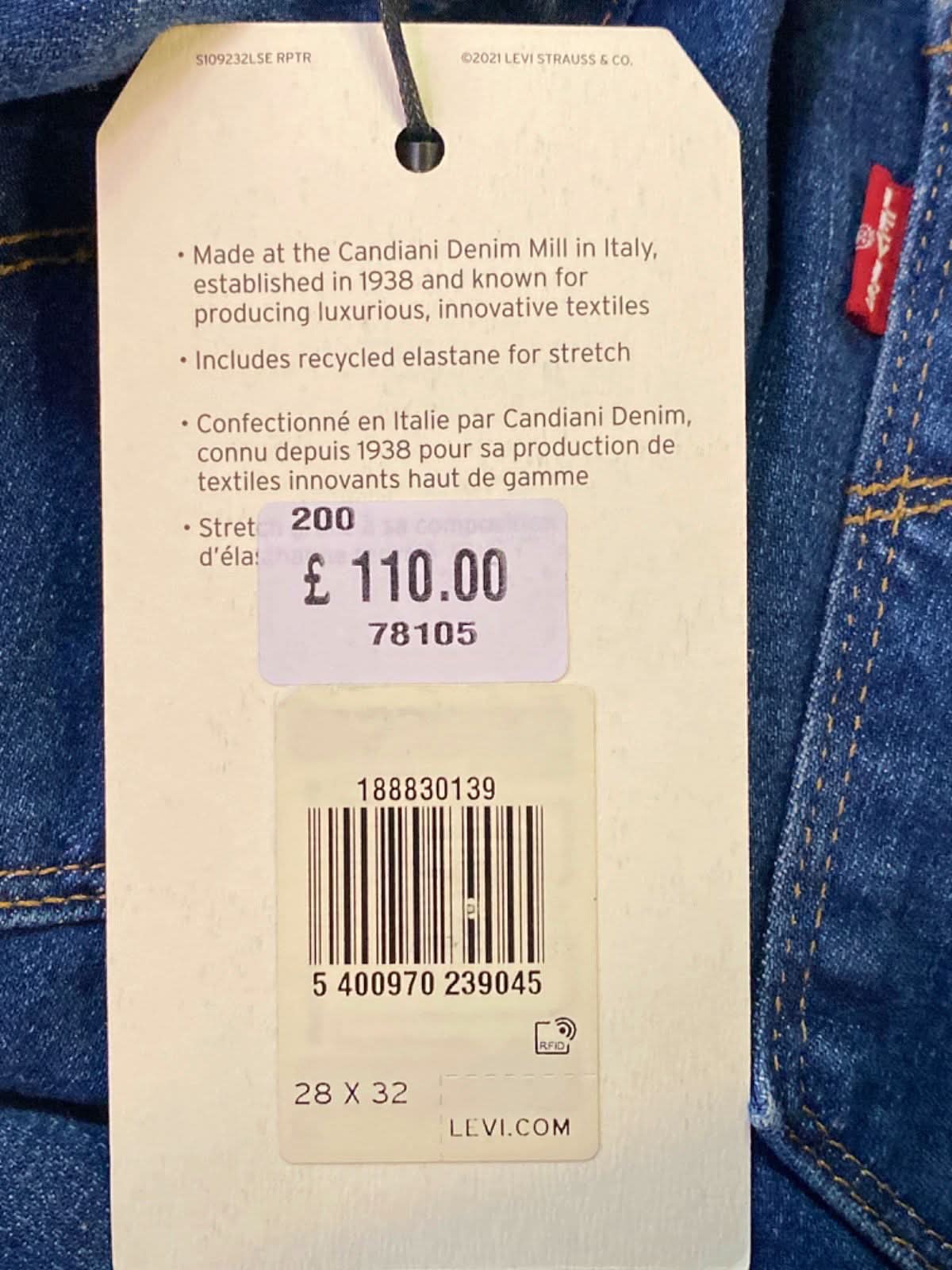 Levi's Blue 724 High-Rise Straight Jeans W28 L32