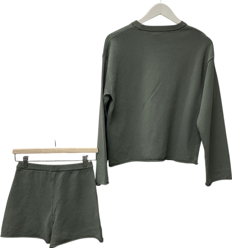 H&M Green Roll-edge Jumper & Knitted Shorts UK XS