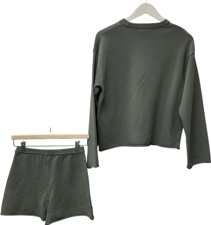 H&M Green Roll-edge Jumper & Knitted Shorts UK XS