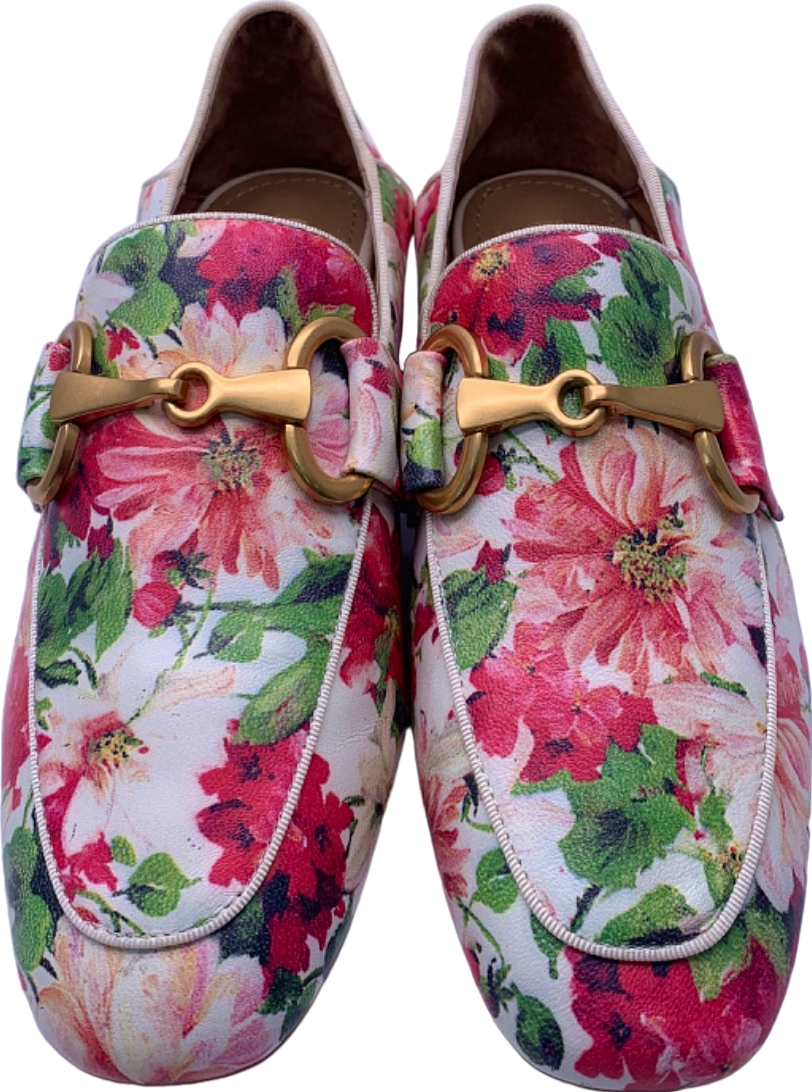 Bibi Lou Pink Floral Print Loafers UK 6 EU 39