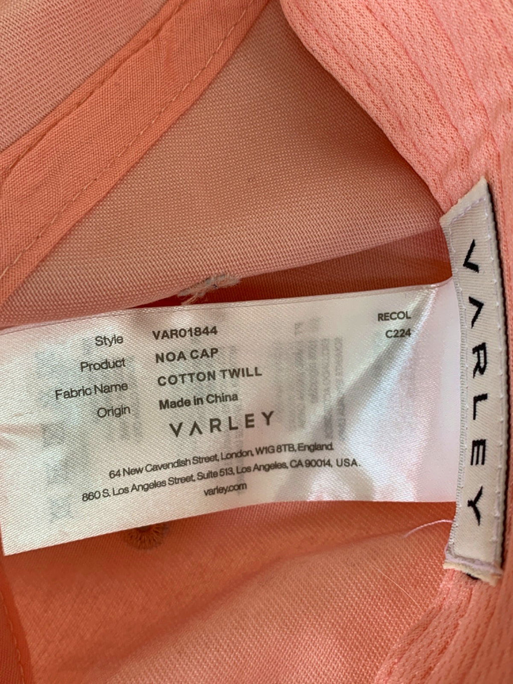 Varley Peach Noa Cap One Size