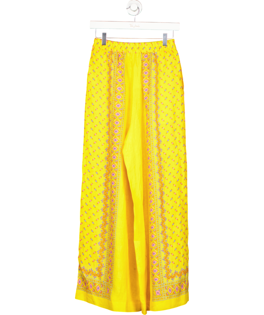 Boteh Yellow Darjeeling Wide Leg Trousers UK S