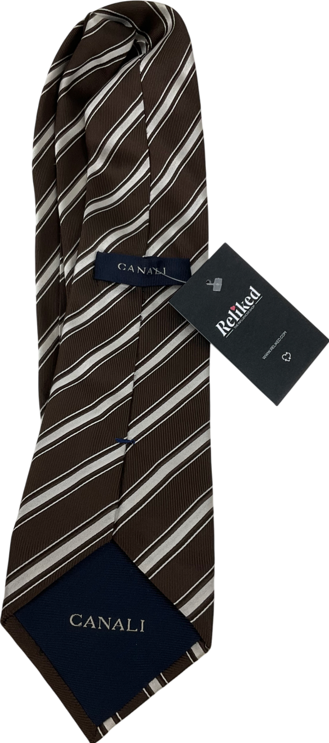 canali Brown Striped Silk Tie
