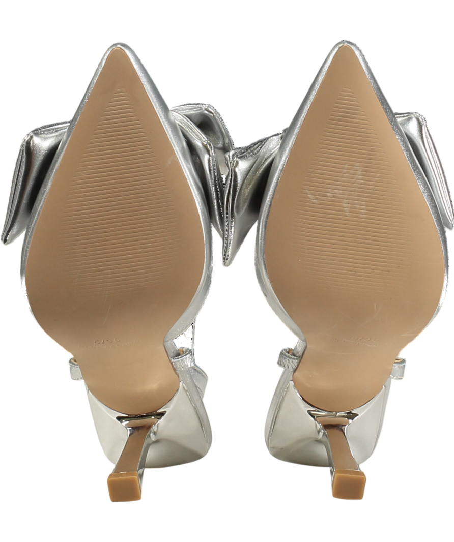 Karen Millen Metallic Silver Extreme Bow Slingback Court Heel UK 5 EU 38 👠