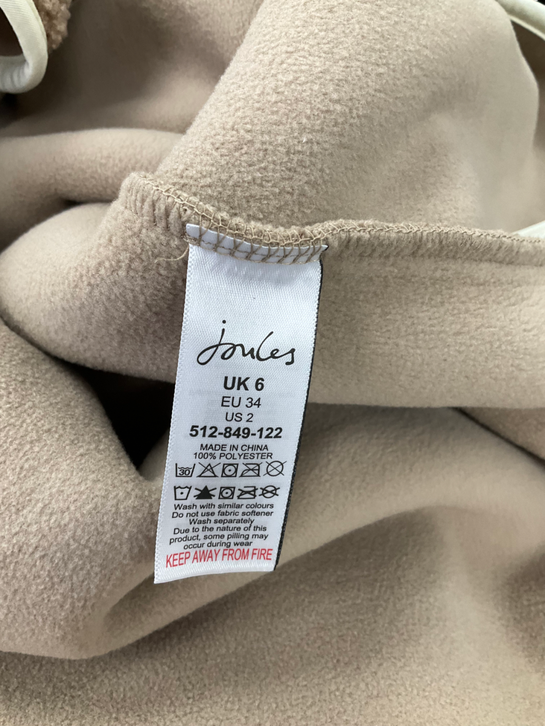 joules Beige Tan Brown Quarter Zip Fleece UK 6