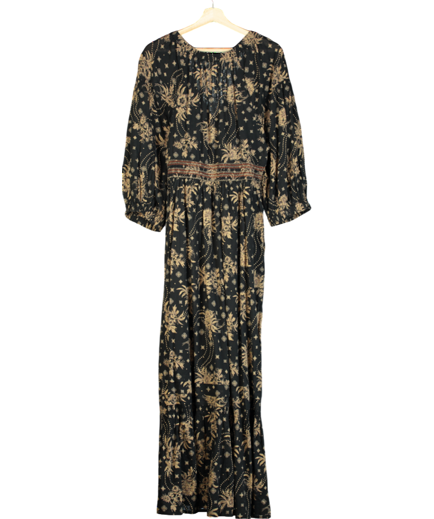 Free People Black Golden Hour Maxi Dress UK L