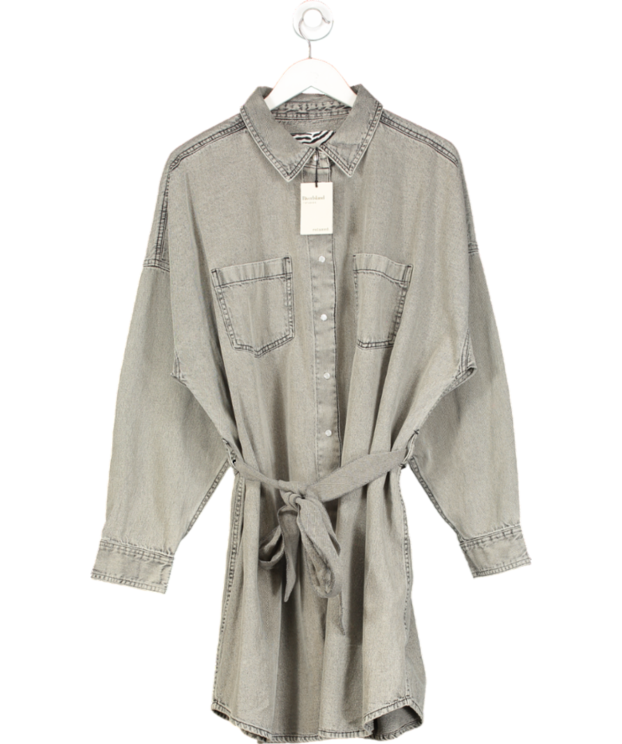 River Island Grey Denim Belted Shirt Dress UK 18