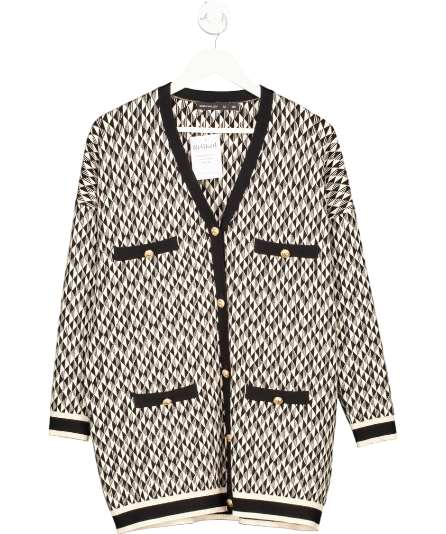 Karen Millen Black Monochrome Oversize Cardigan UK XS