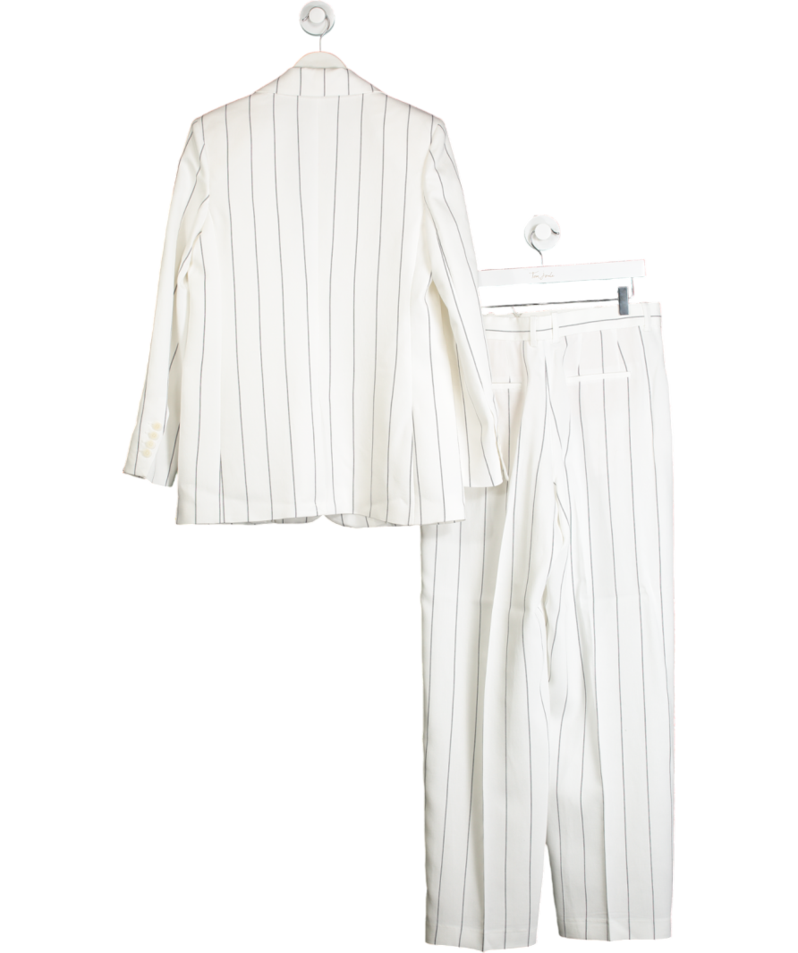 MANGO Cream 2-piece Pinstripe Suit Set UK M