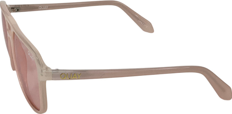 QUAY Pink Love Island On The Fly Aviator Sunglasses In Crystal One Size