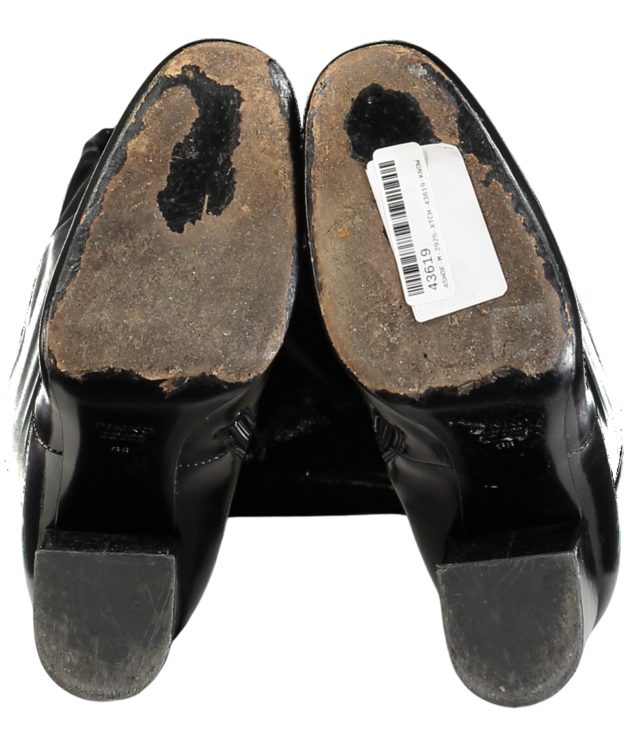 Pinko Black Patent Over The Knee Block Heel Boots UK 5 EU 38 👠