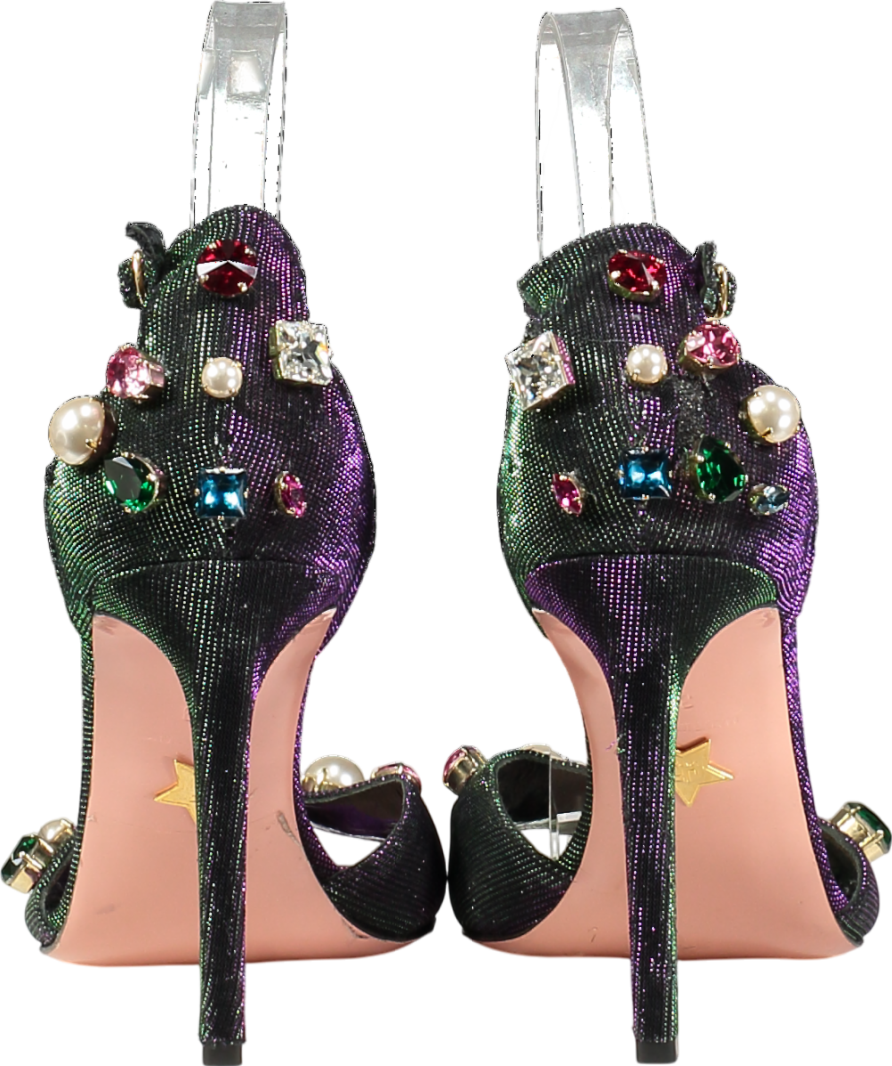 JF London Purple Crystal Detail Shimmer Ankle-strap Heels UK 6 EU 39 👠