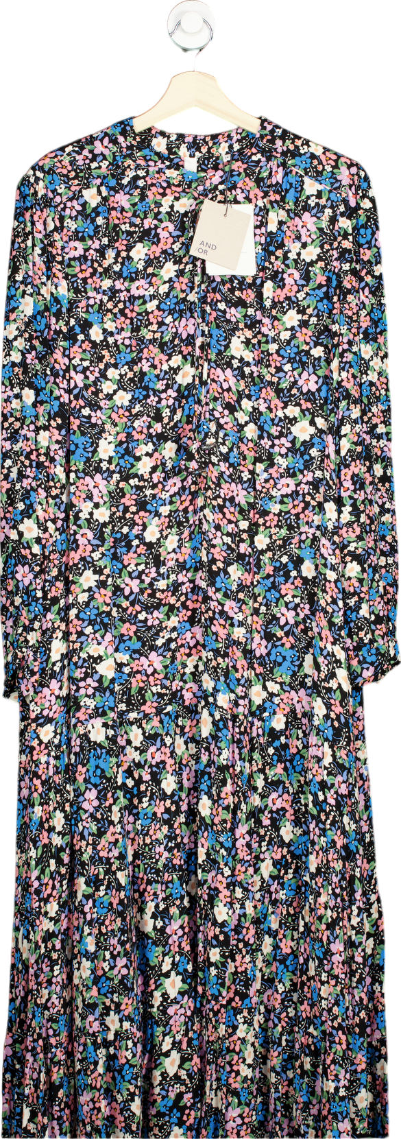 And/Or Black Floral Abigail Floral maxi Dress UK 14