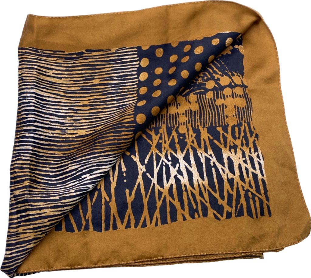 Unknown Brand Brown and Navy Patterned Scarf