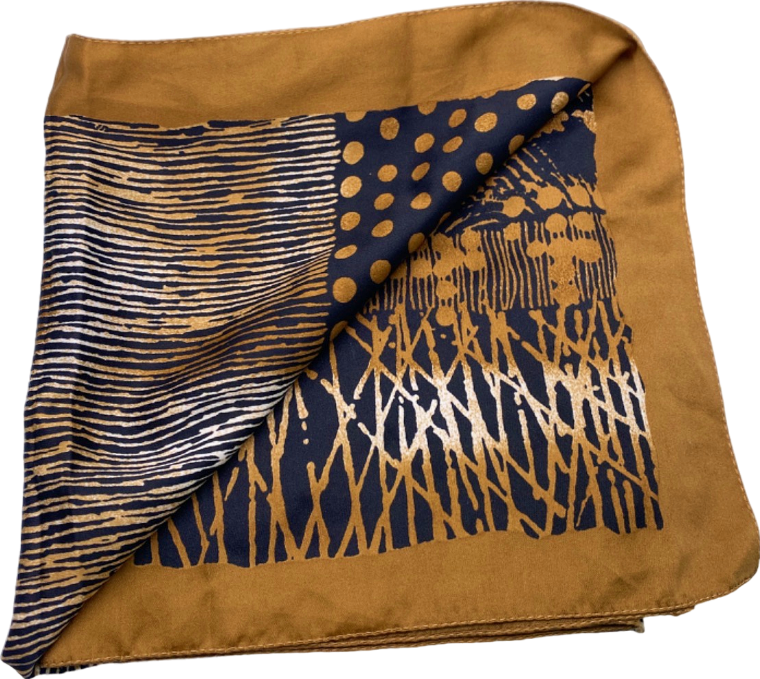 Unknown Brand Brown and Navy Patterned Scarf