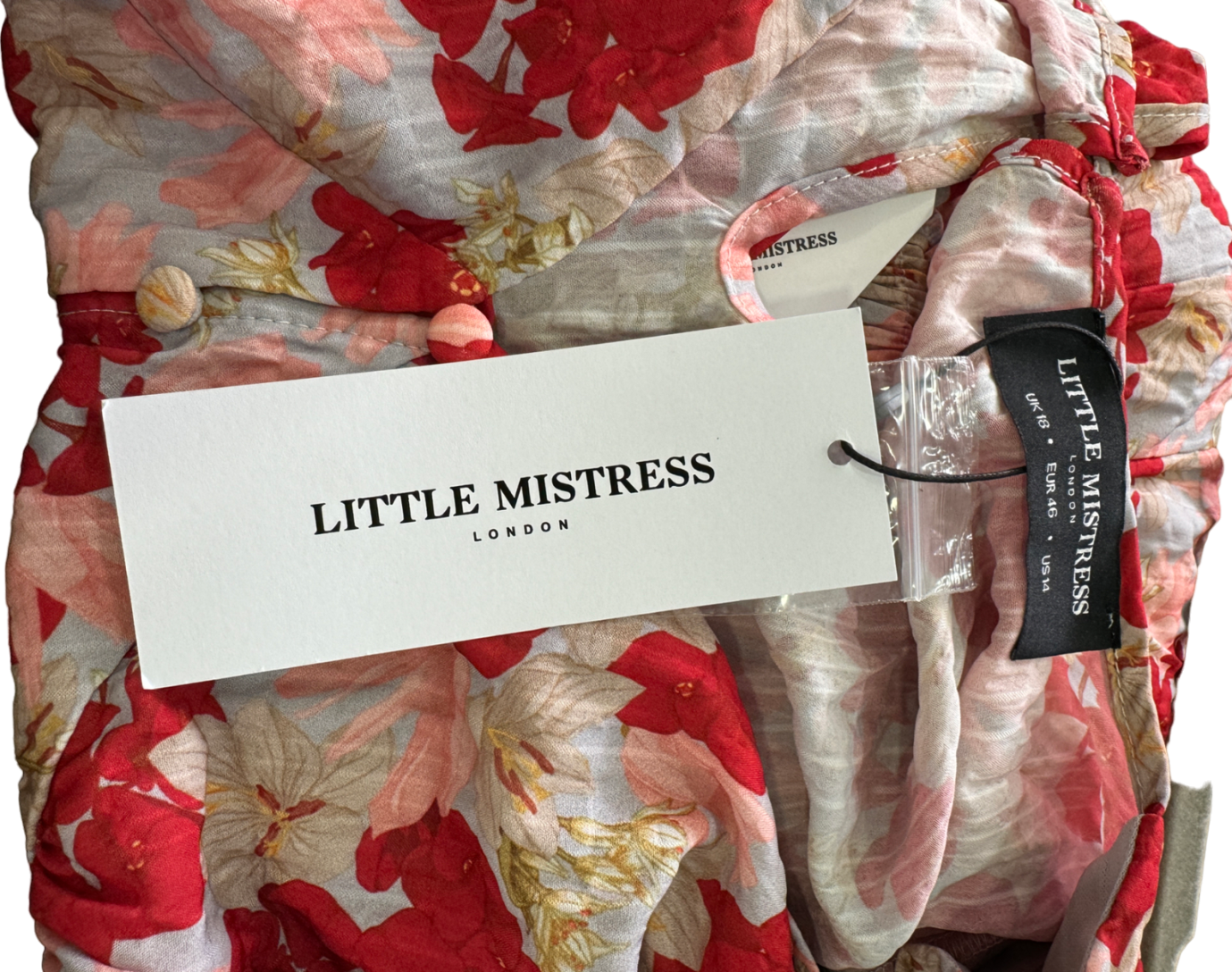 Little Mistress Red Floral Print Midaxi Dress UK 14