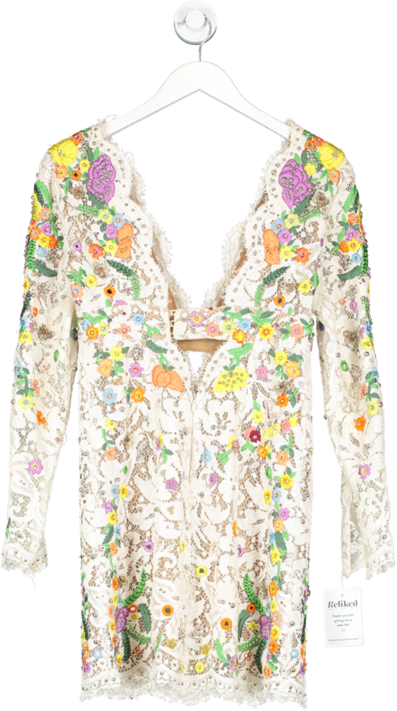 Emilio Pucci Spring 2015 Runway Embroidered Lace Stud Floral Dress UK 6
